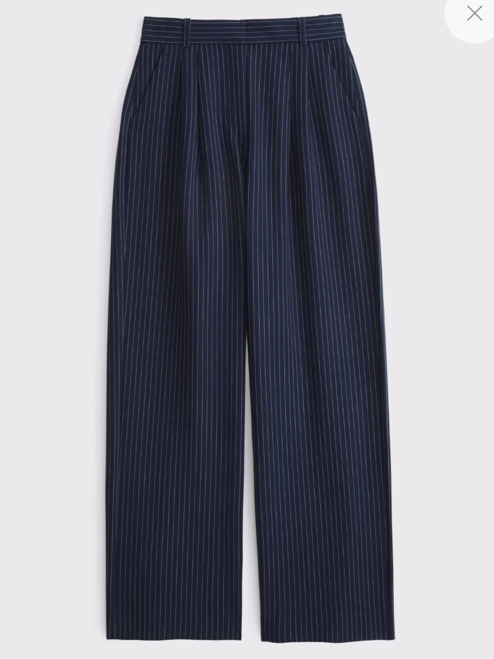 Abercrombie & Fitch Curve Love Navy Blue Pinstripe Wide Leg Pants